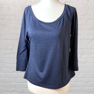 𝅺weavers blue scoop neck three-quarter length sleeve jersey top size medium